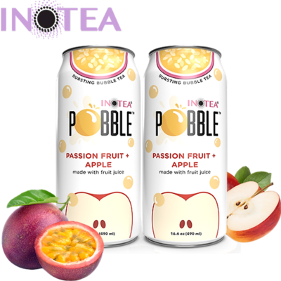 Inotea Pobble Bubble Tea with Passion Fruit and Apple Can 16.6 oz (490ml)