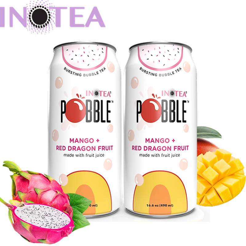 Inotea Pobble Bubble Tea with Mango and Red Dragon Fruit Can 16.6 oz (490ml)