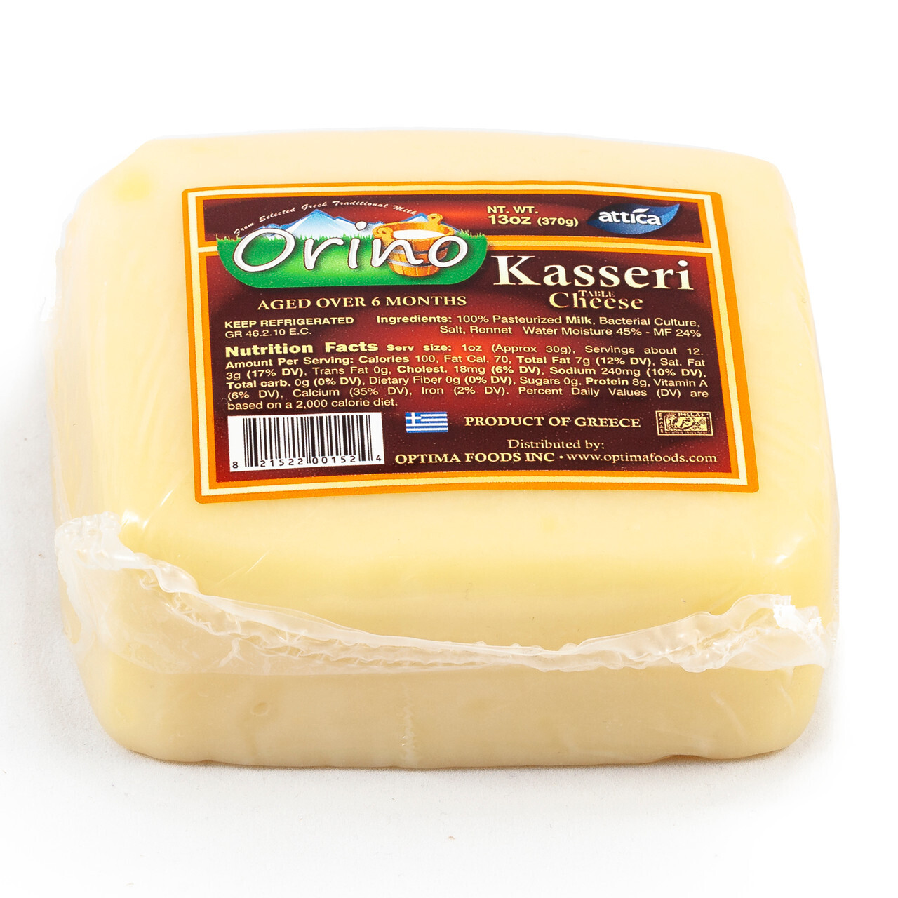 Orino Kasseri Greek Cheese Chunk 13 oz (370g)