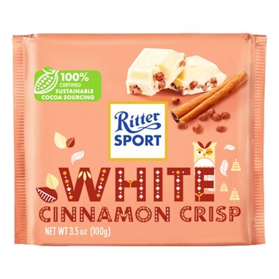 Ritter Sport White Cinnamon Crisp Winter Chocolate Bar 3.5 oz (100g)