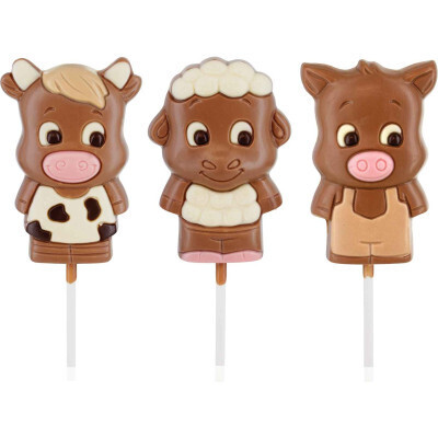 Belfine Milk Chocolate Farm Animal Lollipop 1.2 oz (35g)