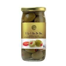 Iliada Green Olives with Red Peppers 13 oz (370g)