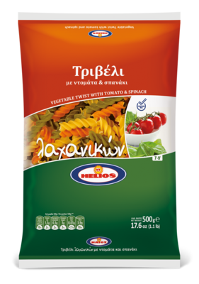 Helios Vegetable Twist Pasta with Tomato & Spinach 17.6 oz (500g)