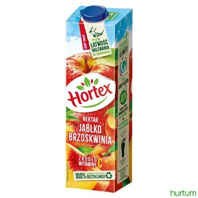Hortex Apple Peach Juice (Jablko Brzoskwinia) 33.8 oz (1L)