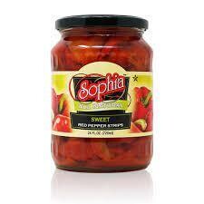 Sophia Sweet Marinated Red Pepper Strips 24 oz (720 ml)