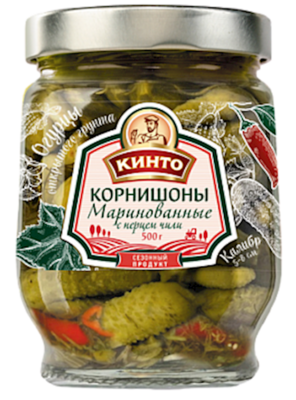 Kinto Cornichons Marinated with Chili Peppers 18.7 oz (530g)
