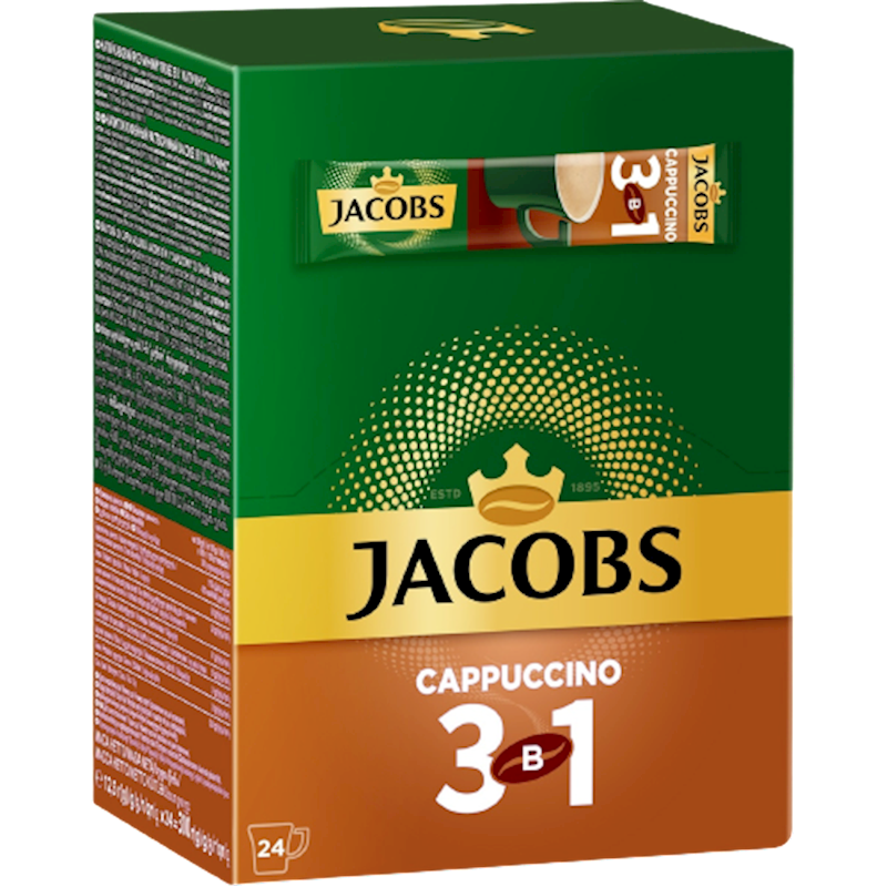 Jacobs Cappuccino 3 in 1 Instant Coffee Packets (24 count) 9.3 oz (264g)