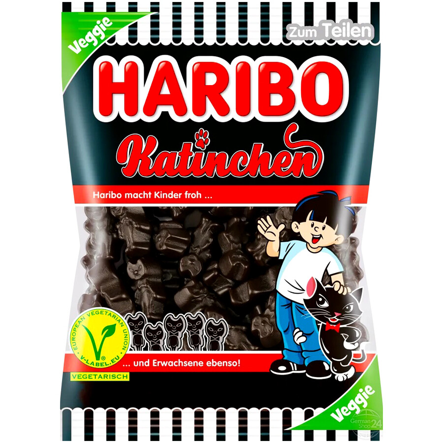 German Haribo Black Soft Licorice Cats (Katinchen) 7 oz (200g)