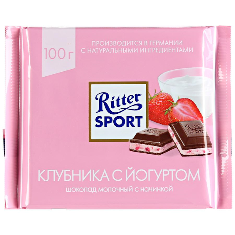 Ritter Sport Milk Chocolate Strawberry Yogurt 3.5 oz (100g)