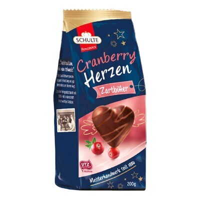 Schulte Gingerbread Cranberry Dark Chocolate Hearts 7 oz (200g)