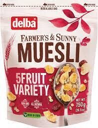 Delba Farmer's & Sunny Muesli 5 Fruit Variety Cereal 26.5 oz (750g)