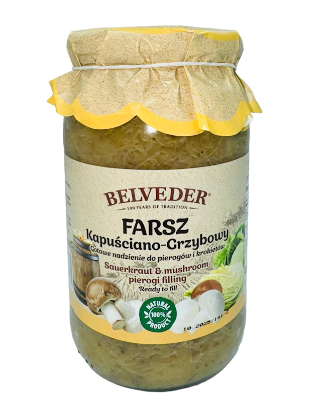 Belveder Sauerkraut & Mushroom Pierogi Filling (Farsz Kapusciano-Grzybowy) 30.3 oz (860ml)