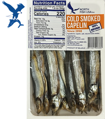 North Fish Cold Smoked Capelin (Moiva) 9 oz (256g)