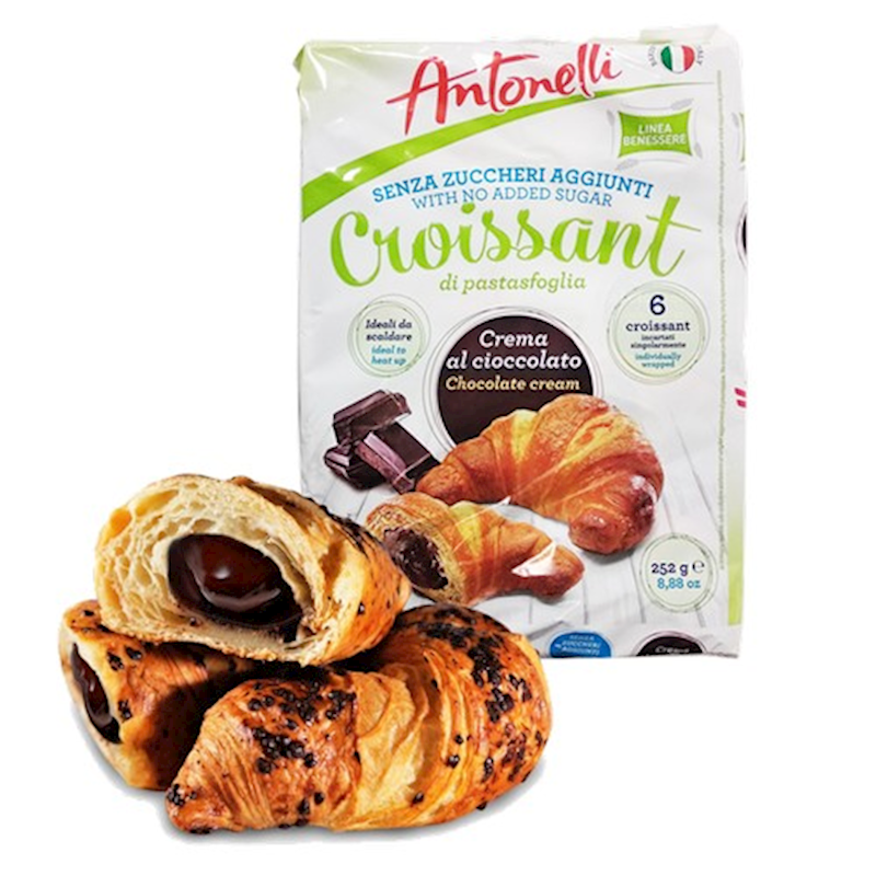 Antonelli Croissants with Chocolate Cream with No Added Sugar 8.8 oz (250g)