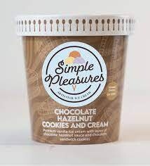 Simple Pleasures Chocolate Hazelnut Cookies and Cream Ice Cream 16 oz (454g)