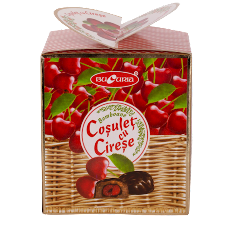 Bucuria Chocolate Glazed Cherries Basket (Bomboane Cosulet cu Cirese) 7 oz (200g)
