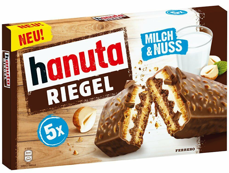 Hanuta Riegel 5-pack Chocolate Waffle Bars with Milk and Nuts 6.1 oz (173g)