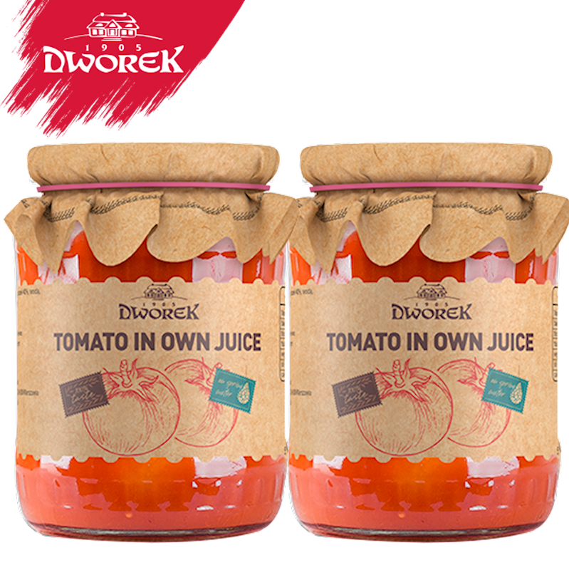 Dworek Marinated Tomatoes in Own Juice (Pomidory w Soku Wlasnym) 24.3 oz (720g)