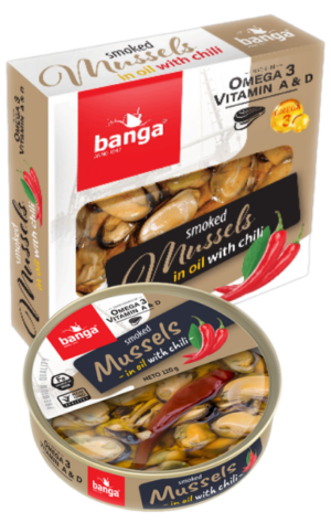 Banga Smoked Mussels in Oil with Chili 4.2 oz (120g)