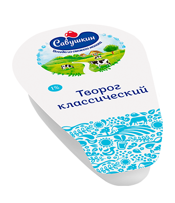 Savushkin Classic Farmer Cheese 1% 6.3 oz (180g)