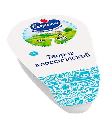 Savushkin Classic Farmer Cheese 1% 6.3 oz (180g)