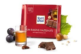 Ritter Sport Milk Chocolate with Rum Raisins and Hazelnuts 3.5 oz (100g)