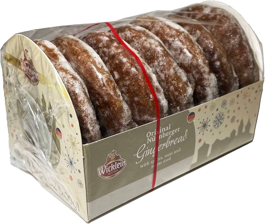 Wicklein Original Nürnberger Sugar Glazed Gingerbread (Lebkuchen) with14% Nuts and Kernels 7 oz (200g)