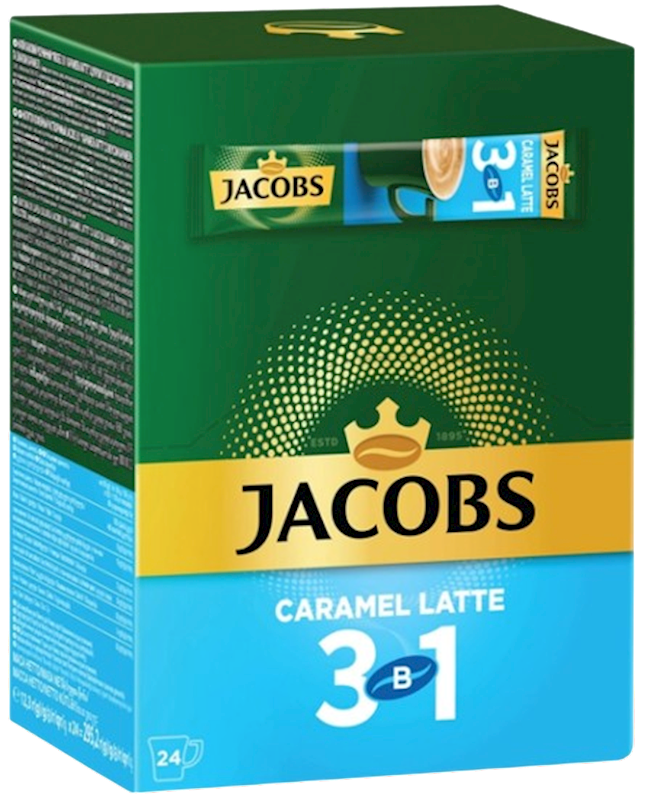 Jacobs Caramel Latte 3 in 1 Instant Coffee Packets (24 count) 10.4 oz (295g)