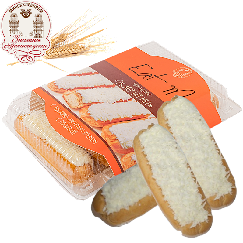 Eclairs &quot;Eat Me&quot; with Butter-Liquor Cream and Coconut Sprinkles (5-piece) 8.8 oz (250g)