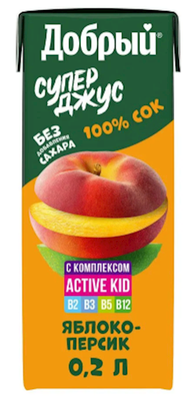 Dobry 100% Super Apple-Peach Juice Box 6.8 oz (200ml)