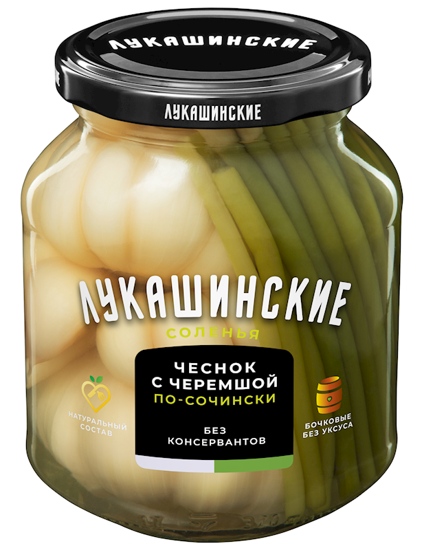 Lukashinskie Marinated Barrel  Garlic with Wild Leeks 12 oz (340g)