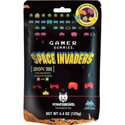 Powerbears Space Invaders Gamer Gummies Bag 4.4 oz (125g)