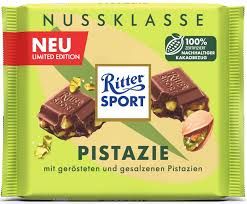 Ritter Sport Nut Selection Milk Chocolate with Roasted and Salted Pistachios (Pistazie) 3.5 oz (100g)