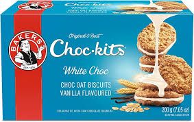 Bakers Original &amp; Best Choc-Kits White Choc Oat Biscuits Vanilla Flavoured 7 oz (200g)