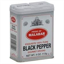 Pride of Malabar Exquisite 100% Pure Gourmet Ground Black Pepper 4 oz (113g)