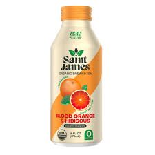 Saint James Organic Blood Orange &amp; Hibiscus Black Iced Tea 16 oz (473ml)