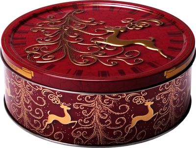 Jacobsens Gold Embossed Reindeer Butter Cookies Tin 14.1 oz (400g)