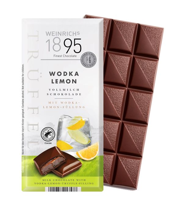 Weinrich&#39;s 1895 Milk Chocolate with Vodka Lemon Truffle Bar 3.5 oz (100g)