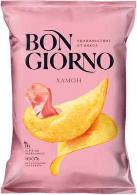 Bon Giorno Potato Chips with Jamon Flavor (Ham, Хамон) 2.8 oz (80g)