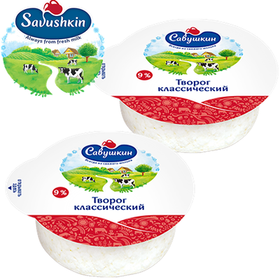 Savushkin Classic Farmer Cheese 9% 10.6 oz (300g)