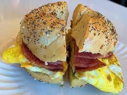 New York Bagel or Kaiser "Hard" Roll, Taylor Ham, Farm Egg and Cheese Sandwich
