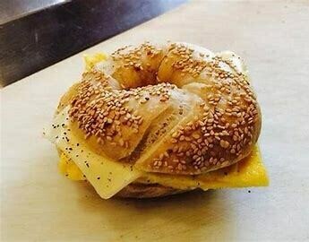 New York Bagel or Kaiser "Hard" Roll, Farm Egg and Cheese Sandwich