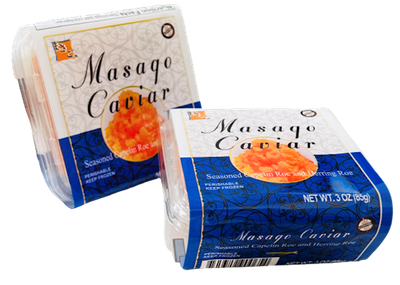 Azuma International Masago Caviar (Seasoned Capelin Roe wth Herring Roe) 3 oz (85g) Azuma International Masago Caviar (Seasoned Capelin Roe wth Herring Roe) 3 oz (85g)
