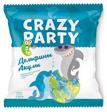 Crazy Party Dolphins Marmalade Gum Candy with Natural Juice 5.3 oz (150g)