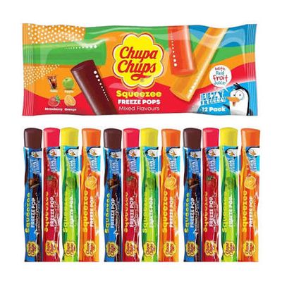 Chupa Chups Water Ice Squeeze Freeze Popsicles Flavor Mix (12-piece) 1.5 oz (45ml) Chupa Chups Water Ice Squeeze Freeze Popsicles Flavor Mix (12-piece) 1.5 oz (45ml)