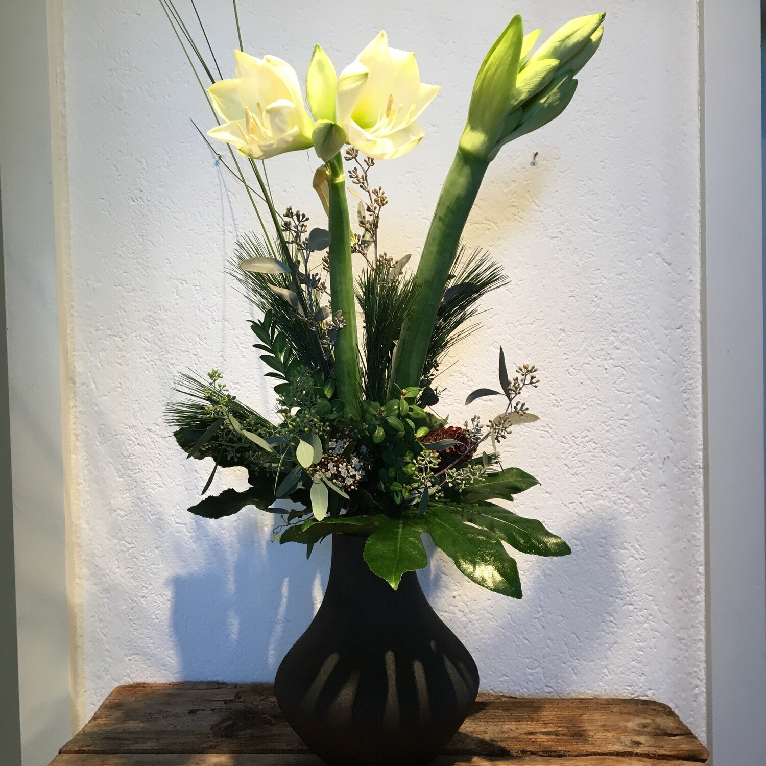 Strauss mit Amaryllis und Grün Strauss mit Amaryllis und Grün