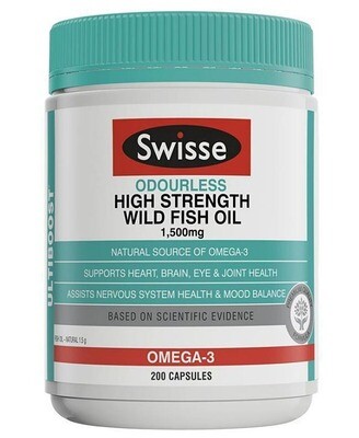 Swisse Odourless High Strength Wild Fish Oil 200 capsules