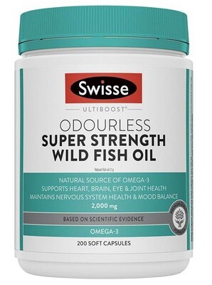 Swisse Odourless Super Strength Fish Oil 2000mg 200capsules