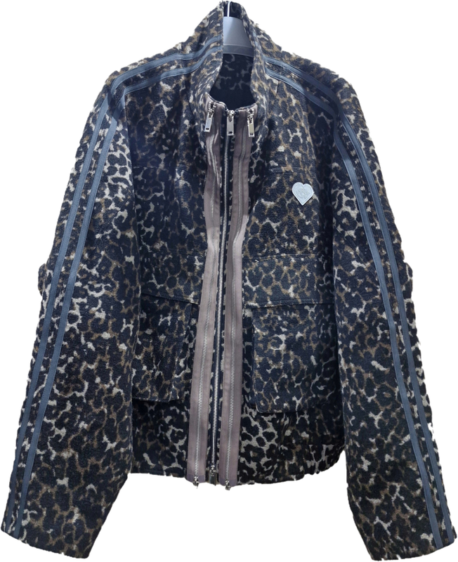 SILENT VOICE BY AMOS ANANDA LEOPARD ZIPPERS JACKET