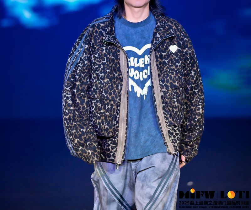 SILENT VOICE BY AMOS ANANDA LEOPARD ZIPPERS JACKET